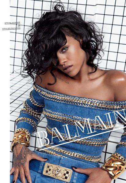Rihanna při focení nové kolekce pro Balmain